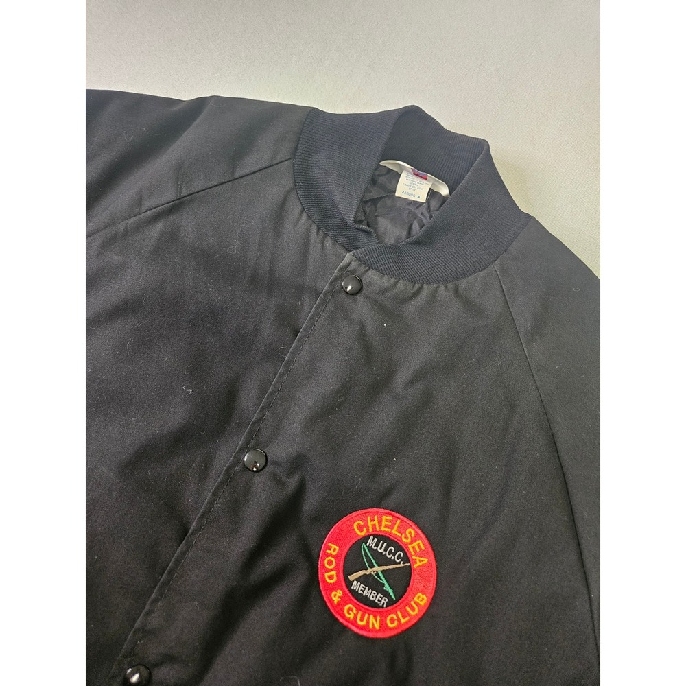 Westark Bomber Jacket Mens XL Black Vintage Chelsea Rod Gun Club Patch USA Made